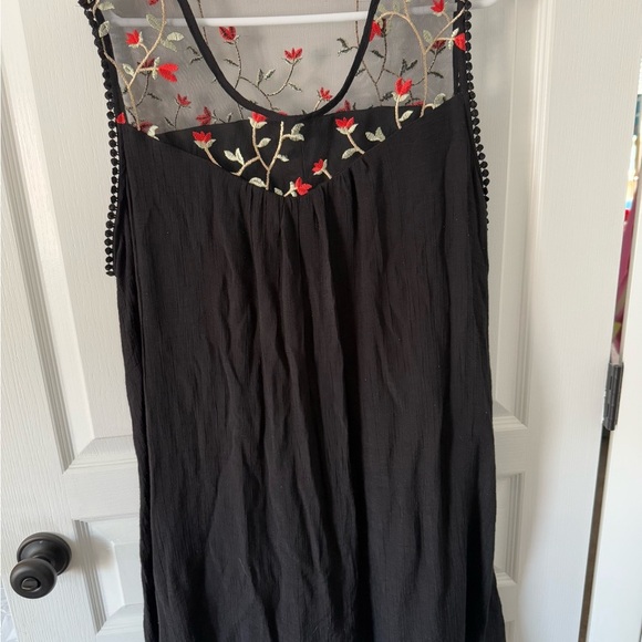 Vintage Black Dress with Floral Embroidery - Picture 2 of 8